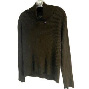 Jeanne Pierre brown sweater ribbed design Large 36" sleeve 23.5" length 40" READ